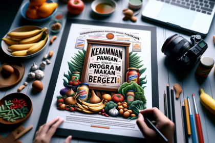 alt_text: Poster bertuliskan "Keamanan Pangan, Kunci Sukses Program Makan Bergizi" dengan ilustrasi bahan makanan.