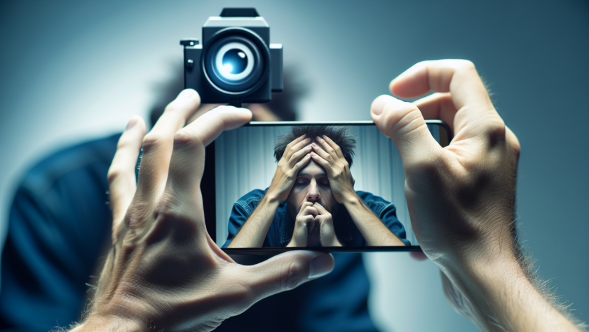 "alt_text": "Orang terpesona ponsel, terjebak adiksi video pendek, mengorbankan kesehatan mental."