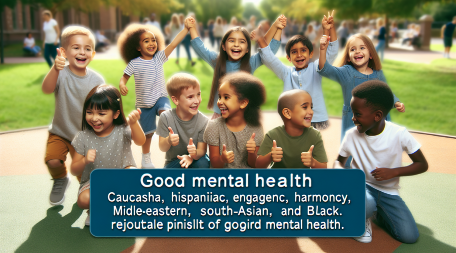 alt_text: Anak-anak bermain di taman dengan gembira, mencerminkan kesehatan mental yang baik.