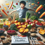 alt_text: Ilustrasi 15 makanan bergizi yang mendukung sistem imun anak untuk kesehatan optimal.