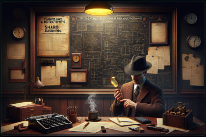 alt_text: "Ilustrasi teka-teki logika untuk melatih kemampuan analisis dan berpikir kritis seperti detektif."