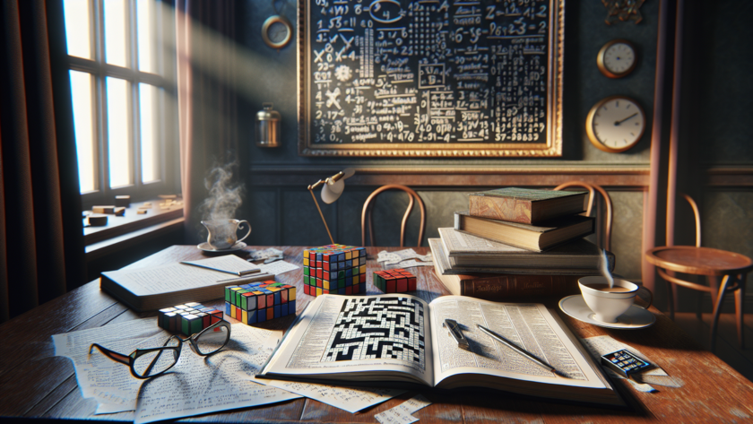 alt_text: Poster "Asah Otak" mengajak berani uji diri dengan berbagai teka-teki menantang.