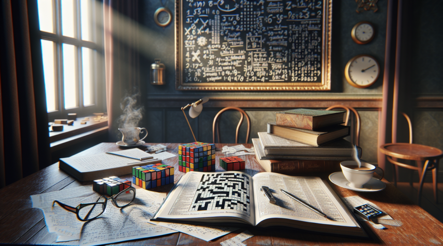 alt_text: Poster "Asah Otak" mengajak berani uji diri dengan berbagai teka-teki menantang.