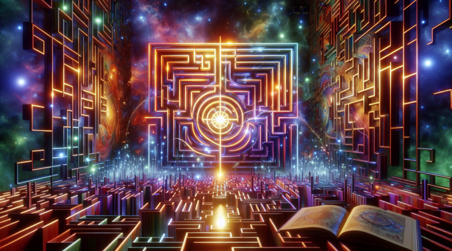 ```alt_text "Puzzle rumit dengan satu jalur benar, menantang kecerdasan dan ketelitian." ```