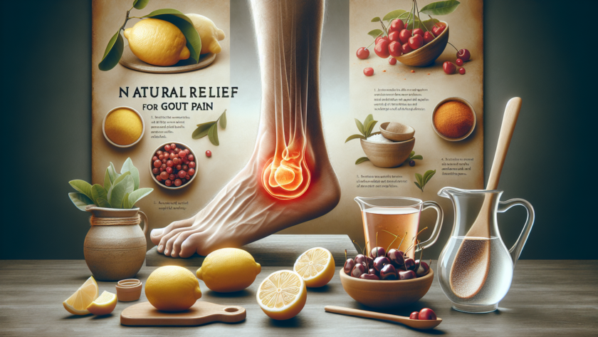 alt_text: Empat bahan alami penurun asam urat: jahe, cherry, seledri, dan cuka apel.