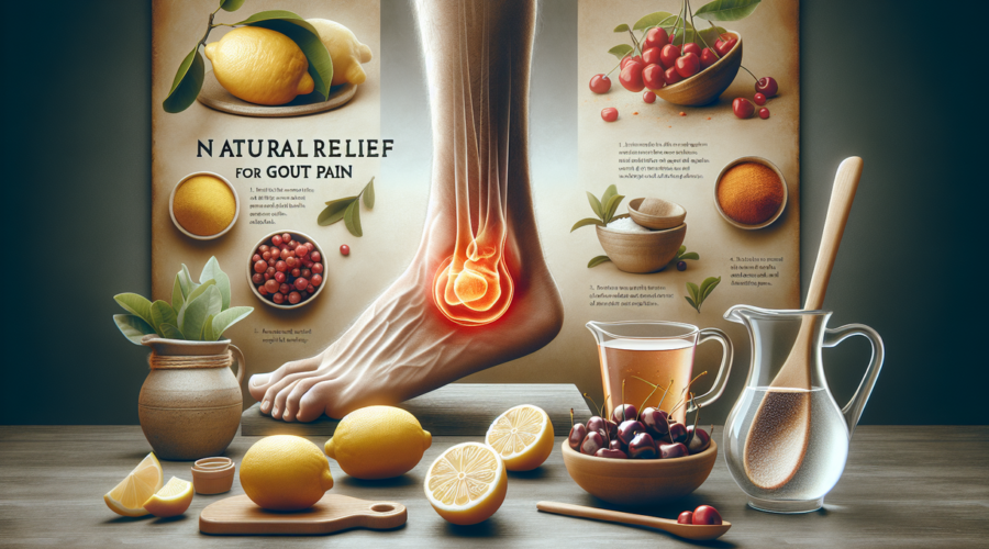 alt_text: Empat bahan alami penurun asam urat: jahe, cherry, seledri, dan cuka apel.