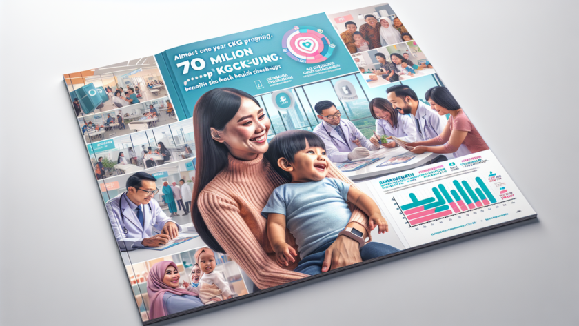 alt_text: "Poster acara jalan sehat 'Health Gratis 2025: 70 Juta Langkah Menjaga Negeri'."