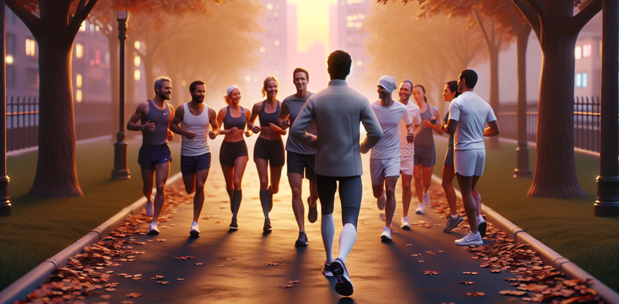 **alt_text**: Komunitas lari bergaya saat berbelok, mencerminkan tren dan eksklusivitas.
