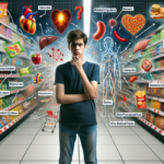 alt_text: Ilustrasi bahaya kesehatan makanan olahan ultra, dengan ikon risiko tersembunyi.