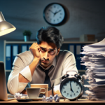 alt_text: Ilustrasi tentang pengaruh PCOS, kelelahan kerja, dan krisis mental pada pekerja muda.