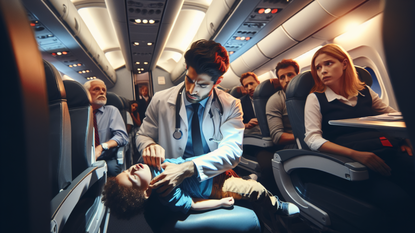 alt_text: Dokter bantu penumpang sakit di pesawat, tunjukkan pentingnya pengetahuan medis darurat.