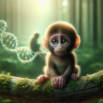 alt_text: Bayi monyet terdampar di dalam hutan, ditemukan oleh ilmuwan penyayang yang meneliti penyelamatan.