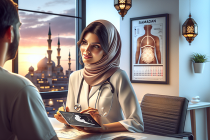 "alt_text": "Poster bedah plastik saat puasa: memadukan kesehatan, ibadah, dan risiko."