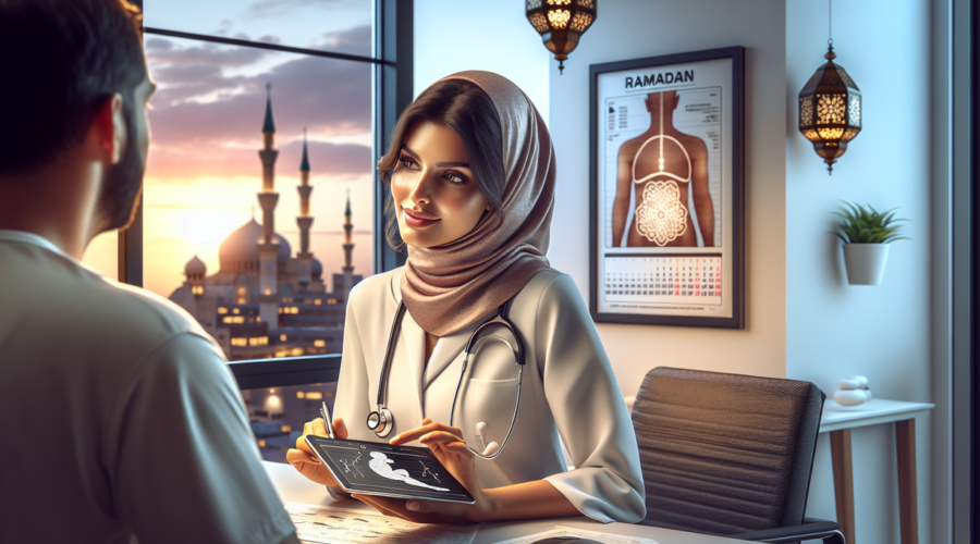 "alt_text": "Poster bedah plastik saat puasa: memadukan kesehatan, ibadah, dan risiko."