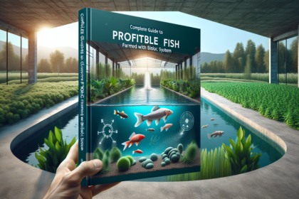 "alt_text": "Budidaya ikan bioflok modern dengan kolam penuh gelembung dan peralatan inovatif."