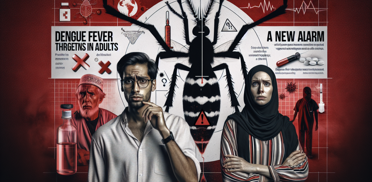 alt_text: Poster "Demam Berdarah pada Dewasa" menyoroti peningkatan kasus dan pentingnya kewaspadaan kesehatan.