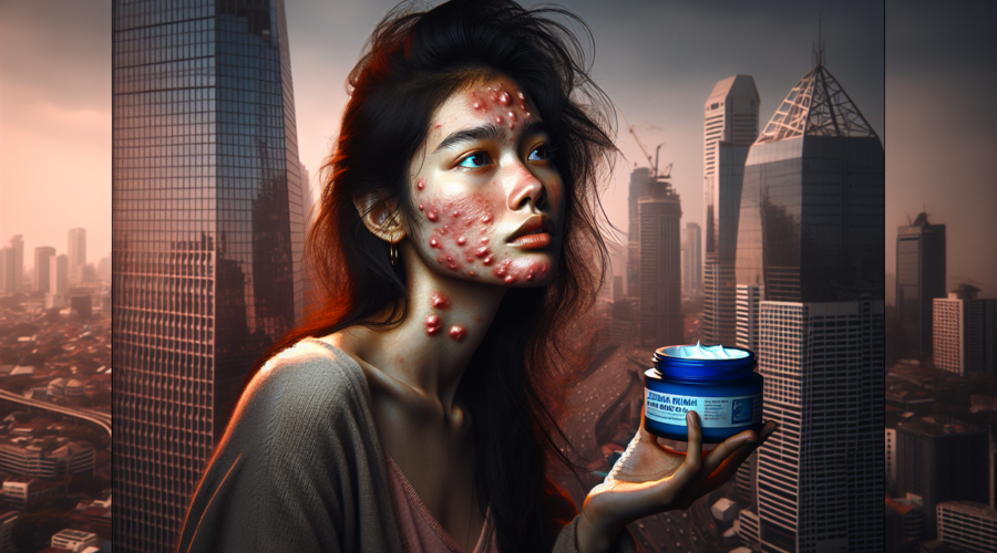 alt_text: Gambar hasil penggunaan krim etiket biru selama 10 tahun, menunjukkan perubahan signifikan.