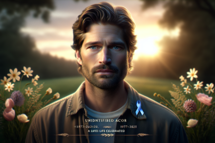 alt_text: Poster kampanye kesehatan kanker kolorektal menampilkan James Van Der Beek.