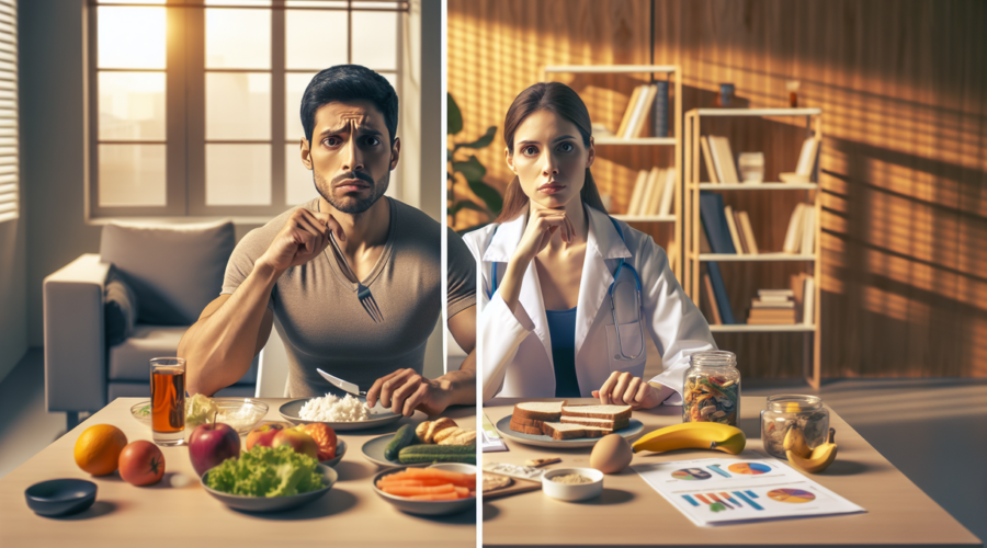 alt_text: Ilustrasi seseorang memegang perutnya, berpikir mengapa masih lapar setelah makan.