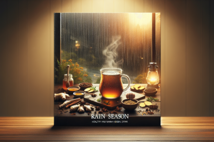 alt_text: Ramuan herbal hangat dalam cangkir, siap melindungi tubuh di musim hujan.