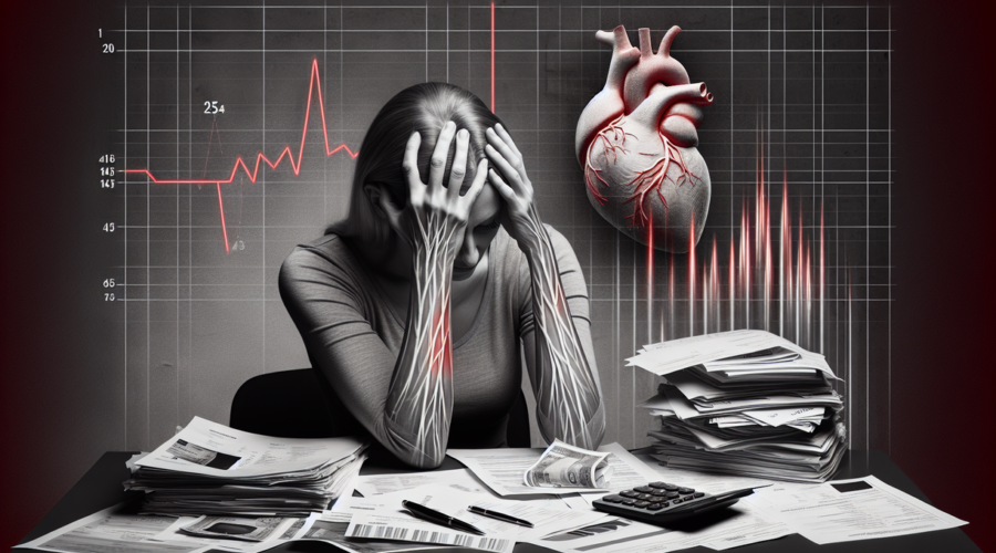alt_text: Ilustrasi stres finansial meningkatkan risiko serangan jantung.