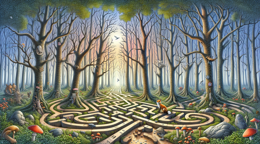 alt_text: Ilustrasi tes IQ dengan simbol angka dan elemen logika yang menantang batas kecerdasan.