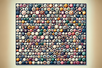 alt_text: Tes ketajaman mata dengan pola warna-warni untuk uji penglihatan.