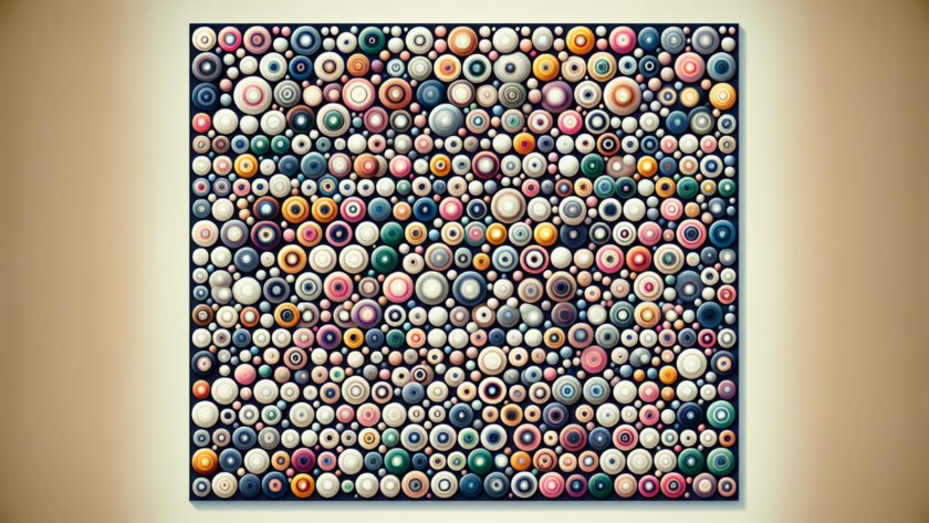 alt_text: Tes ketajaman mata dengan pola warna-warni untuk uji penglihatan.