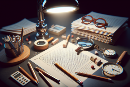 alt_text: Poster tes mata untuk menguji ketajaman penglihatan dengan berbagai detail dan pola.