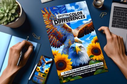 alt_text: "Ilustrasi bergambar tes ketajaman mata dengan berbagai pola dan warna kontras."