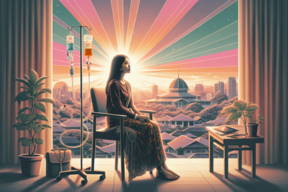 alt_text: Seorang pasien akalasia berjuang dengan selang makan untuk bertahan hidup.