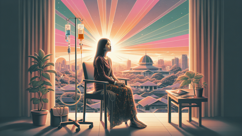 alt_text: Seorang pasien akalasia berjuang dengan selang makan untuk bertahan hidup.