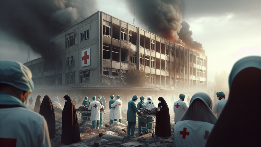 alt_text: Rumah sakit di Iran sibuk pasca serangan rudal, korban mendapat perawatan intensif.