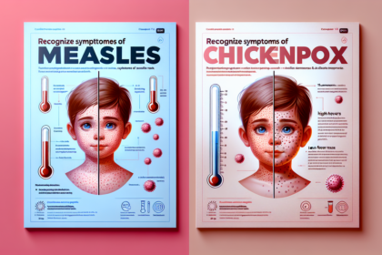 alt_text: Perbedaan ruam campak dan cacar air; campak merata, cacar air berbintik berisi cairan.