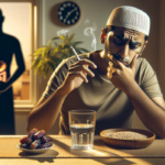alt_text: Rokok saat buka puasa berisiko tinggi; nikmat sementara, bahaya kesehatan berkepanjangan.