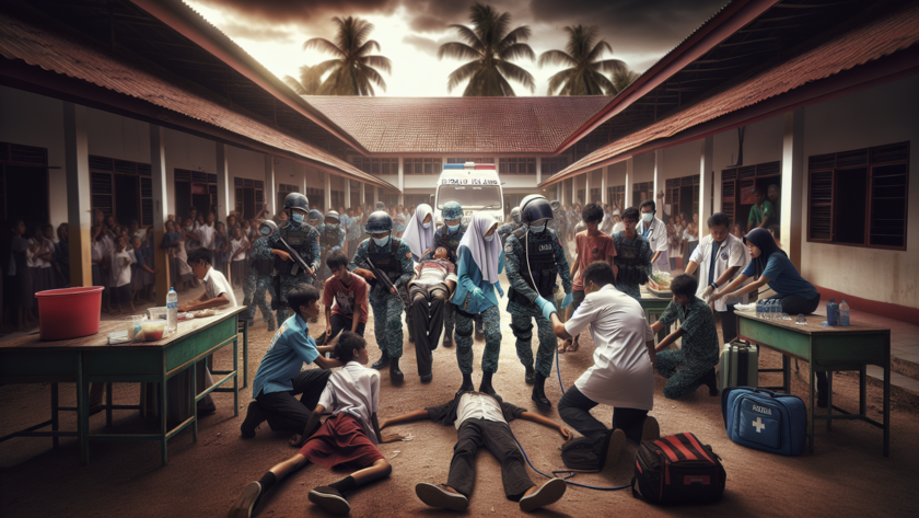 alt_text: Dugaan keracunan massal di Anambas akibat MBG, warga terlihat mendapatkan perawatan medis.