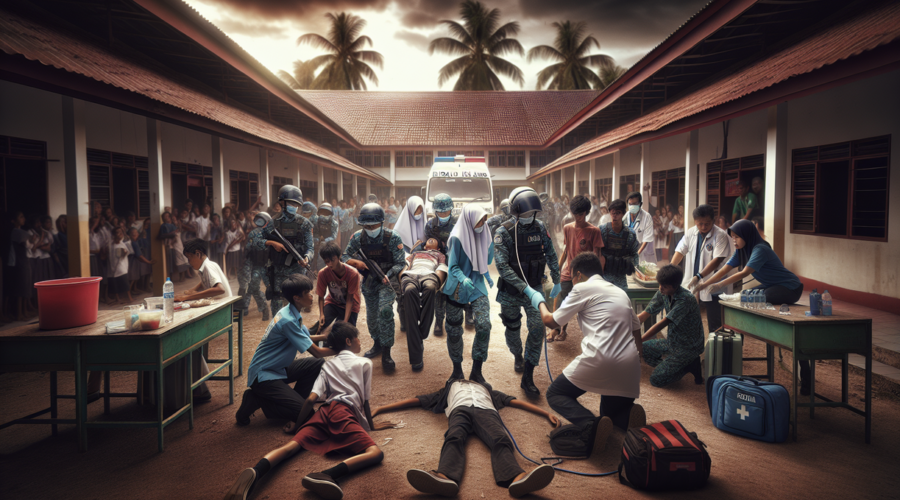 alt_text: Dugaan keracunan massal di Anambas akibat MBG, warga terlihat mendapatkan perawatan medis.