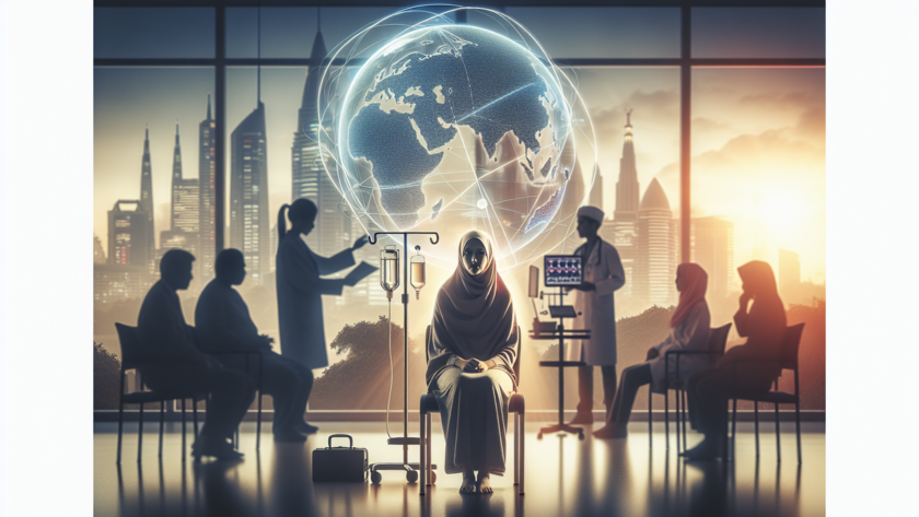 alt_text: Pasien di ruang tunggu rumah sakit, menunggu layanan kanker yang terlambat tersedia.