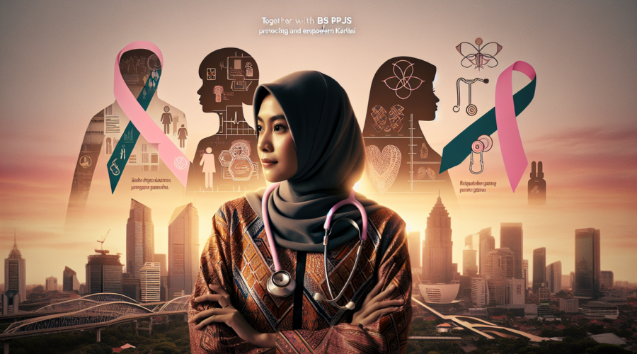 alt_text: Wanita modern menjalani skrining kanker, simbol perisai melindungi kesehatan Kartini masa kini.