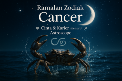 alt_text: Gambar zodiak Cancer dengan ungkapan ketenangan dan kebahagiaan penuh rezeki.