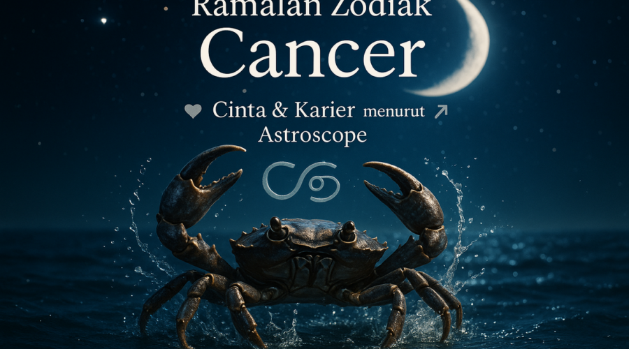 alt_text: Gambar zodiak Cancer dengan ungkapan ketenangan dan kebahagiaan penuh rezeki.
