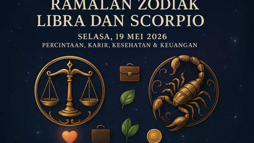 alt_text: Ramalan untuk Libra dan Scorpio 19 Mei 2026 tentang cinta, karier, dan keuangan.