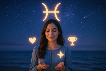 alt_text: Ramalan Pisces berdampingan dengan baju muslim pria modern, menampilkan tren terkini.