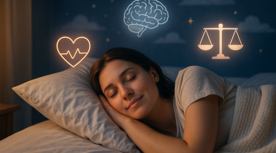 alt_text: "Infografis tidur ideal berdasarkan usia: bayi, anak, remaja, dewasa."