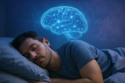 alt_text: Orang tidur nyenyak di ranjang, menggambarkan pentingnya tidur bagi kesehatan otak.
