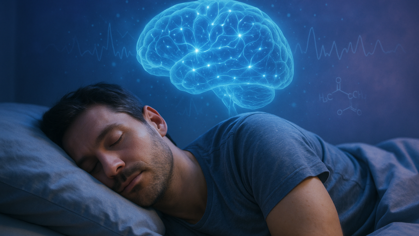 alt_text: Orang tidur nyenyak di ranjang, menggambarkan pentingnya tidur bagi kesehatan otak.