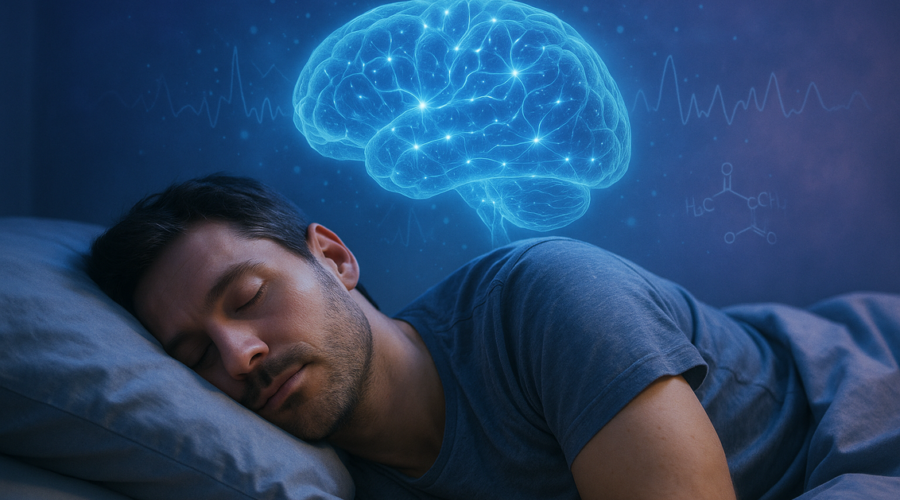 alt_text: Orang tidur nyenyak di ranjang, menggambarkan pentingnya tidur bagi kesehatan otak.