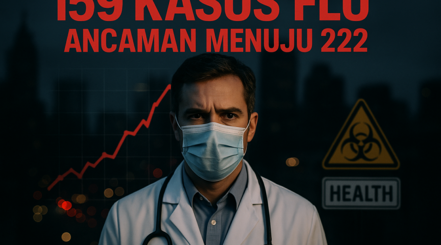 "alt_text": "Tentara AS sibuk menangani wabah flu di pangkalan dengan area medis dan tenda darurat."
