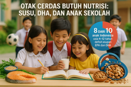 Nutrisi cerdas: susu dan DHA bantu daya pikir anak sekolah tetap optimal.