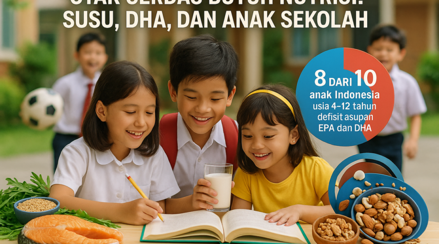 Nutrisi cerdas: susu dan DHA bantu daya pikir anak sekolah tetap optimal.